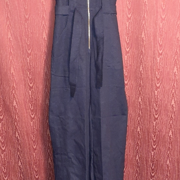 JUMPSUIT FULL ZIP CLOSURE WITH BELT BELL BOTTOMS WOMEN'S - Picture 3 of 9